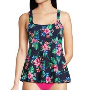 Land’s End Flutter Tankini soft cup adjustable Rosella Floral Medium Petite